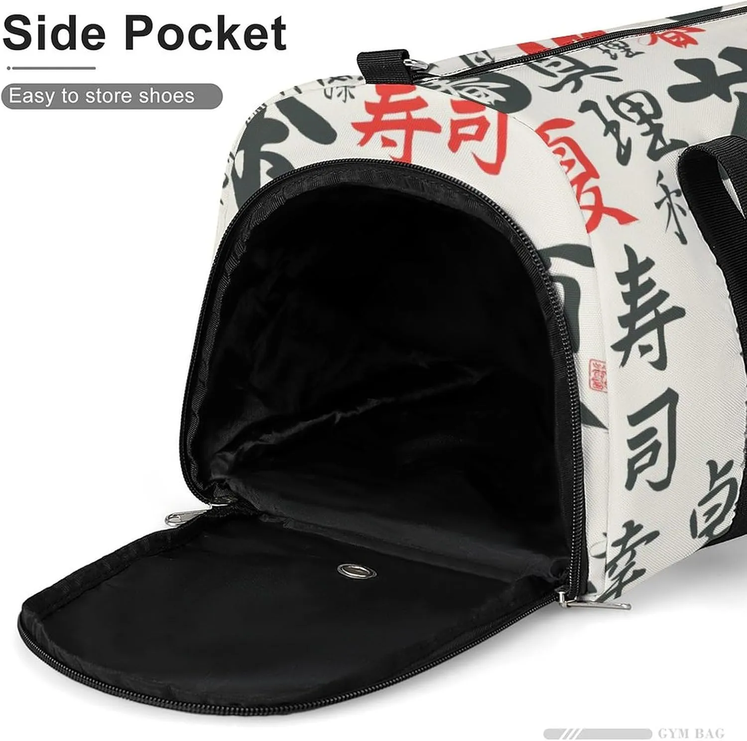 Gym Duffel Bag with Shoe Compartment Wet Pocket, Chinese Style Travel Bag for Men Women