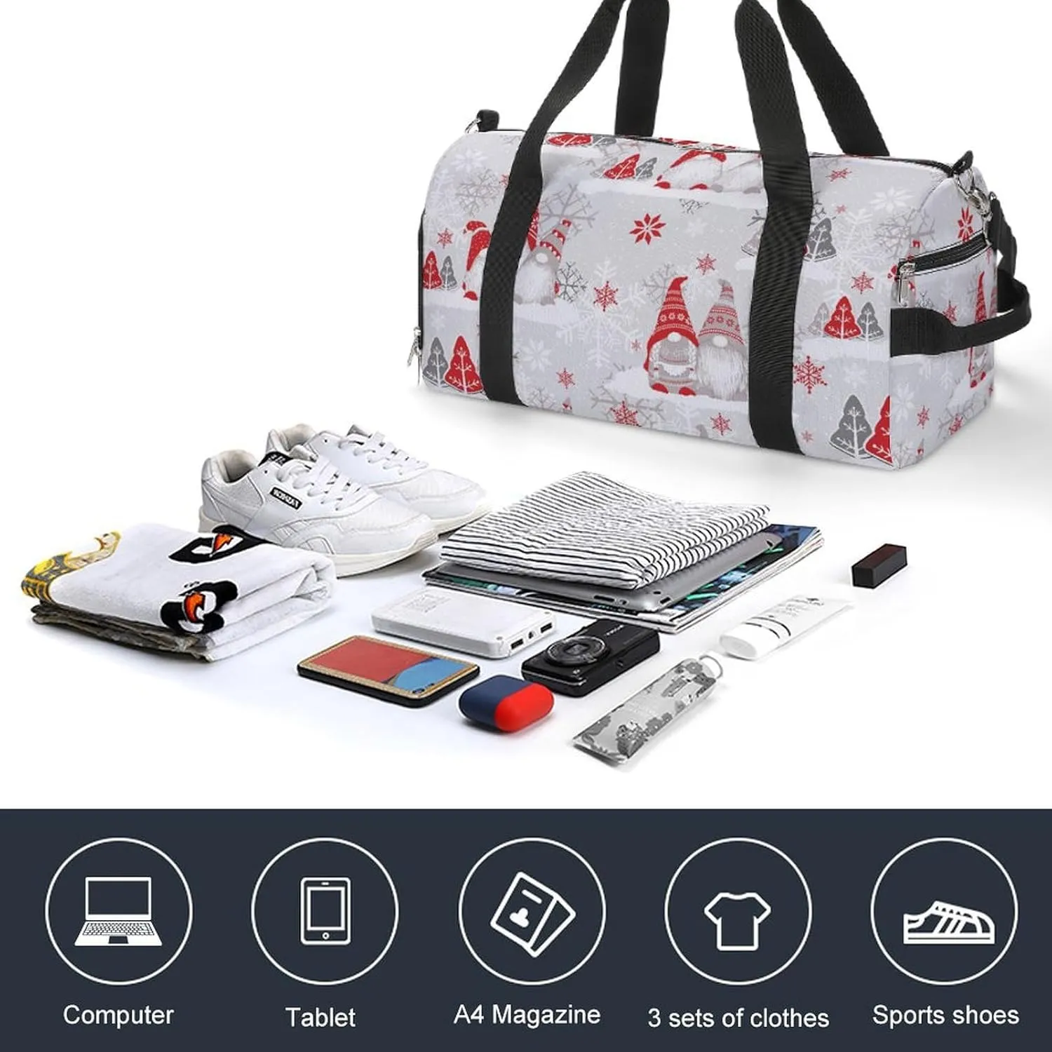 Gym Duffel Bag with Shoe Compartment Wet Pocket, Christmas Trees Travel Bag for Men Women