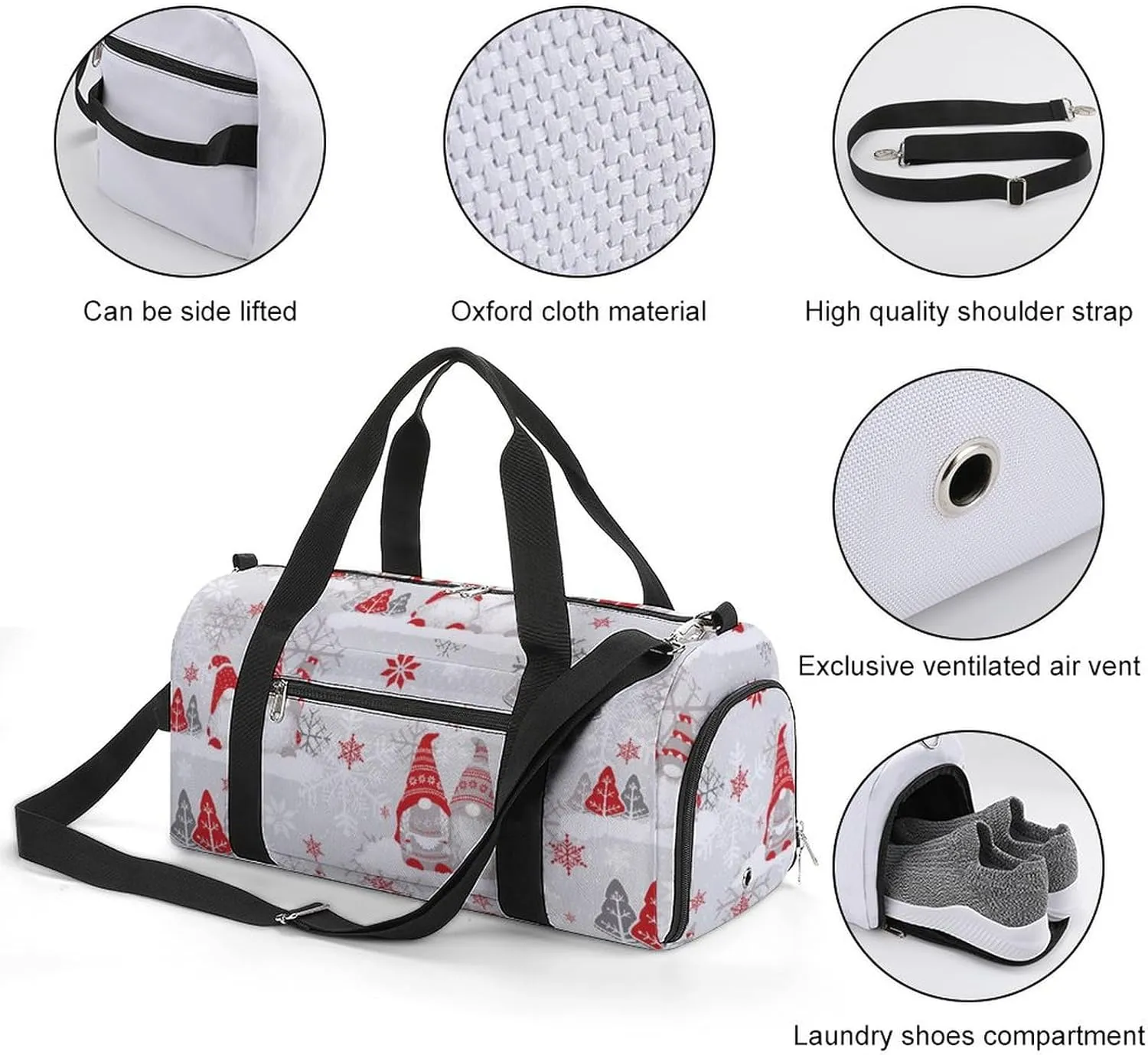 Gym Duffel Bag with Shoe Compartment Wet Pocket, Christmas Trees Travel Bag for Men Women