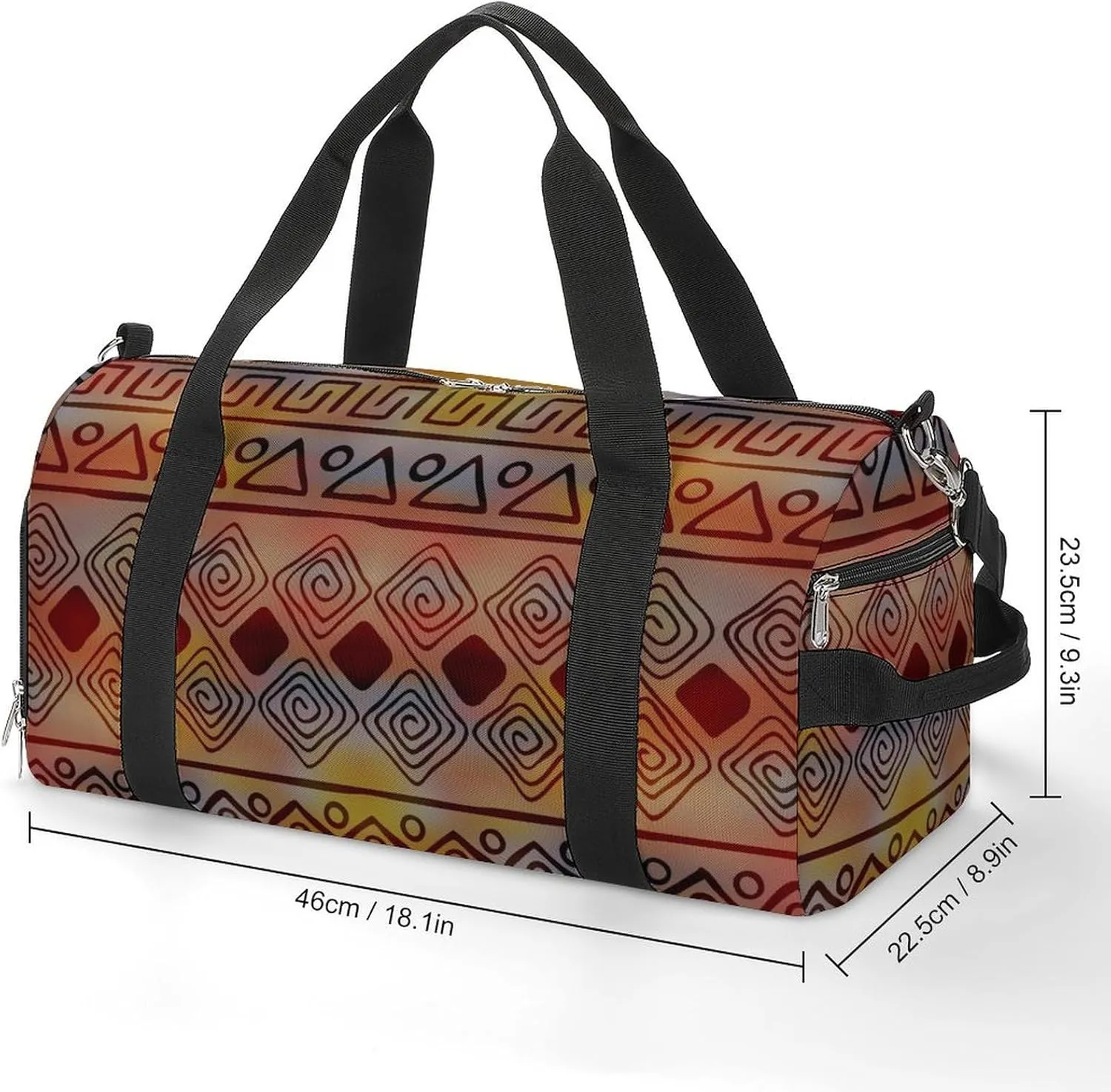 Gym Duffel Bag with Shoe Compartment Wet Pocket, Ethnic African Motifs Travel Bag for Men Women, style-1