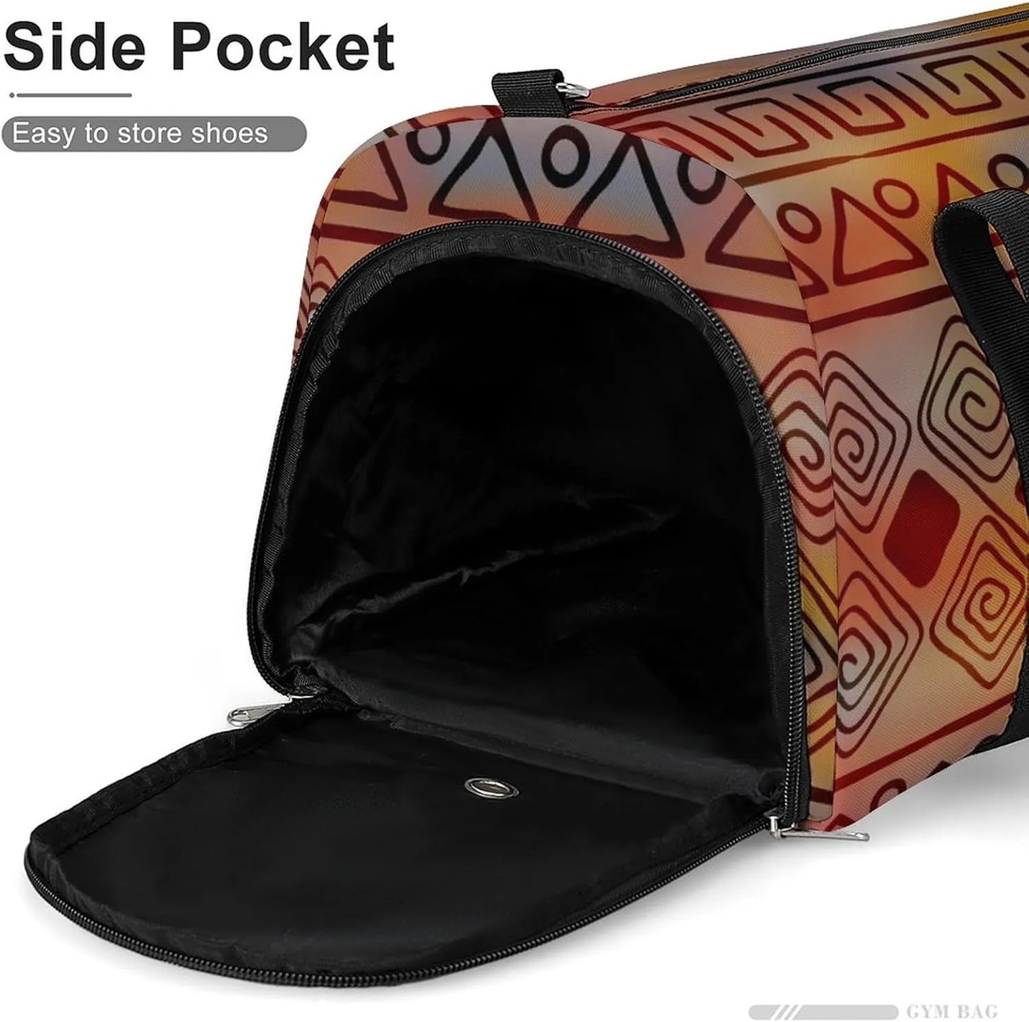 Gym Duffel Bag with Shoe Compartment Wet Pocket, Ethnic African Motifs Travel Bag for Men Women, style-1