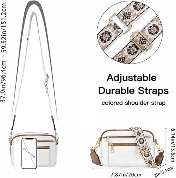 Handmade Colorful Straps Crossbody Leather Bags & Purse, with Guitar Strap, Vegan Leather Small Crossbody Bags (04,M)