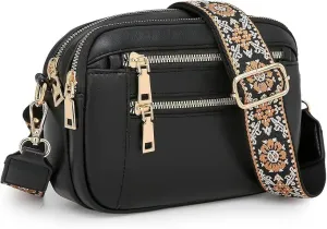 Handmade Colorful Straps Crossbody Leather Bags & Purse, with Guitar Strap, Vegan Leather Small Crossbody Bags (04,M)