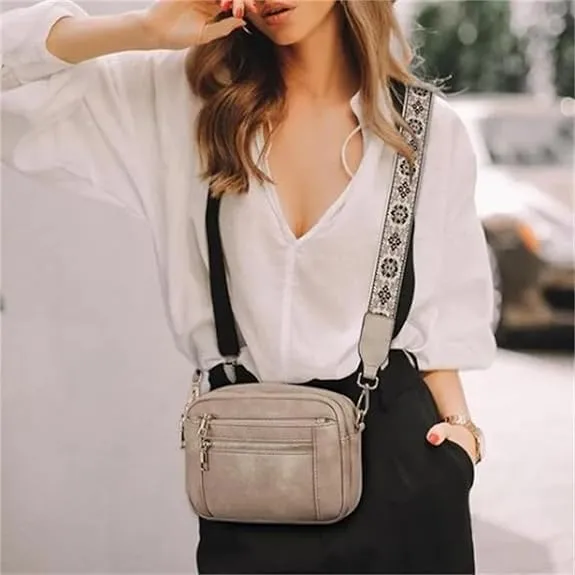 Handmade Colorful Straps Crossbody Leather Bags & Purse, with Guitar Strap, Vegan Leather Small Crossbody Bags (04,M)