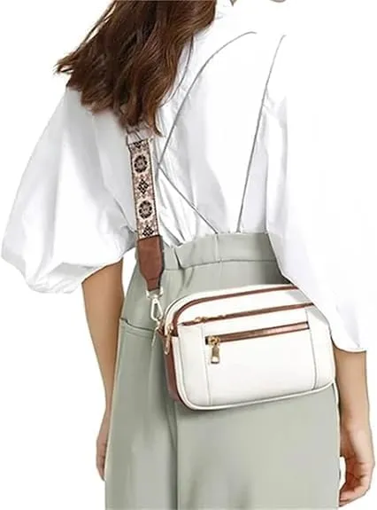 Handmade Colorful Straps Crossbody Leather Bags & Purse, with Guitar Strap, Vegan Leather Small Crossbody Bags (04,M)