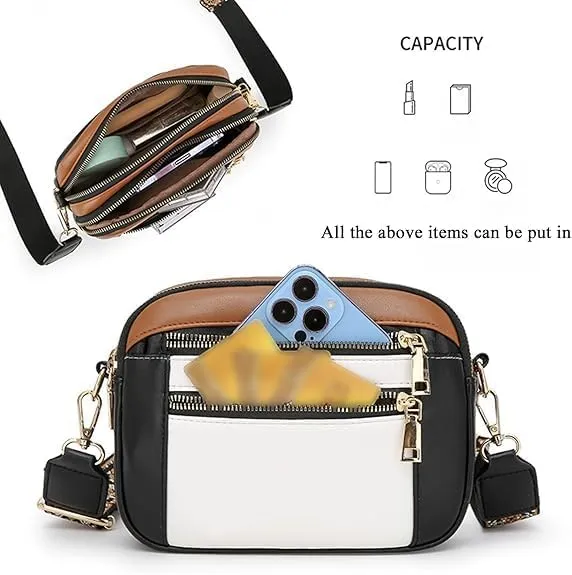 Handmade Colorful Straps Crossbody Leather Bags & Purse, with Guitar Strap, Vegan Leather Small Crossbody Bags (04,M)