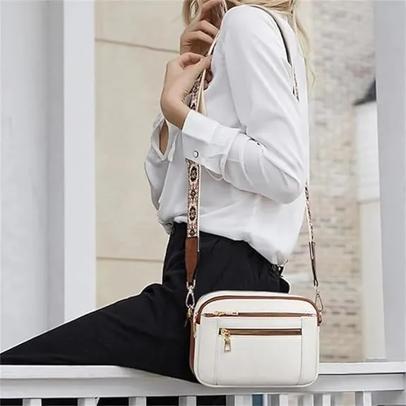 Handmade Colorful Straps Crossbody Leather Bags & Purse, with Guitar Strap, Vegan Leather Small Crossbody Bags (04,M)