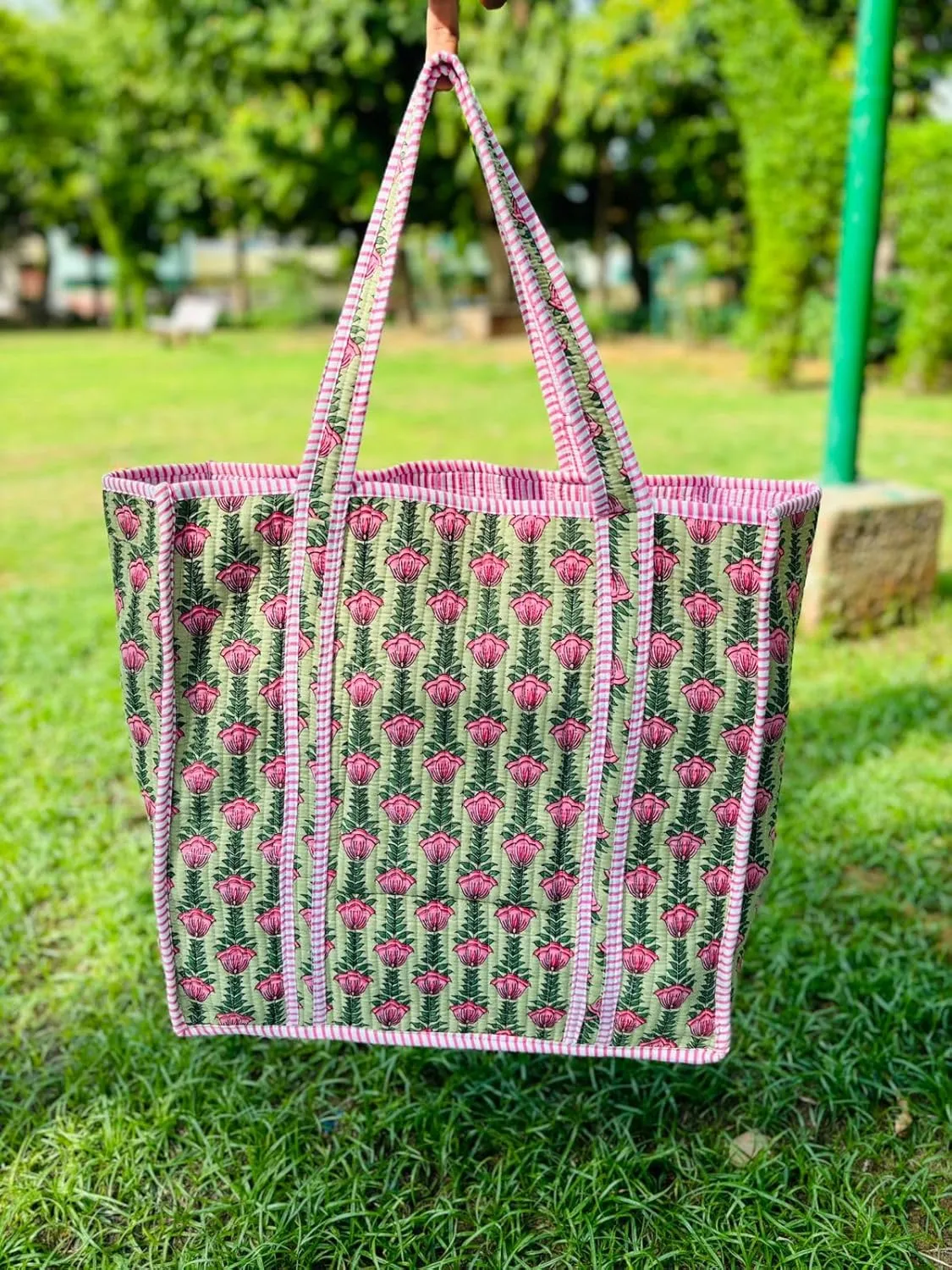 Handmade Large Tote Bag/Indian Quilted Tote Bags/Grocery Bag/Women Shopping Totes bag/Cotton Shoulder Bag