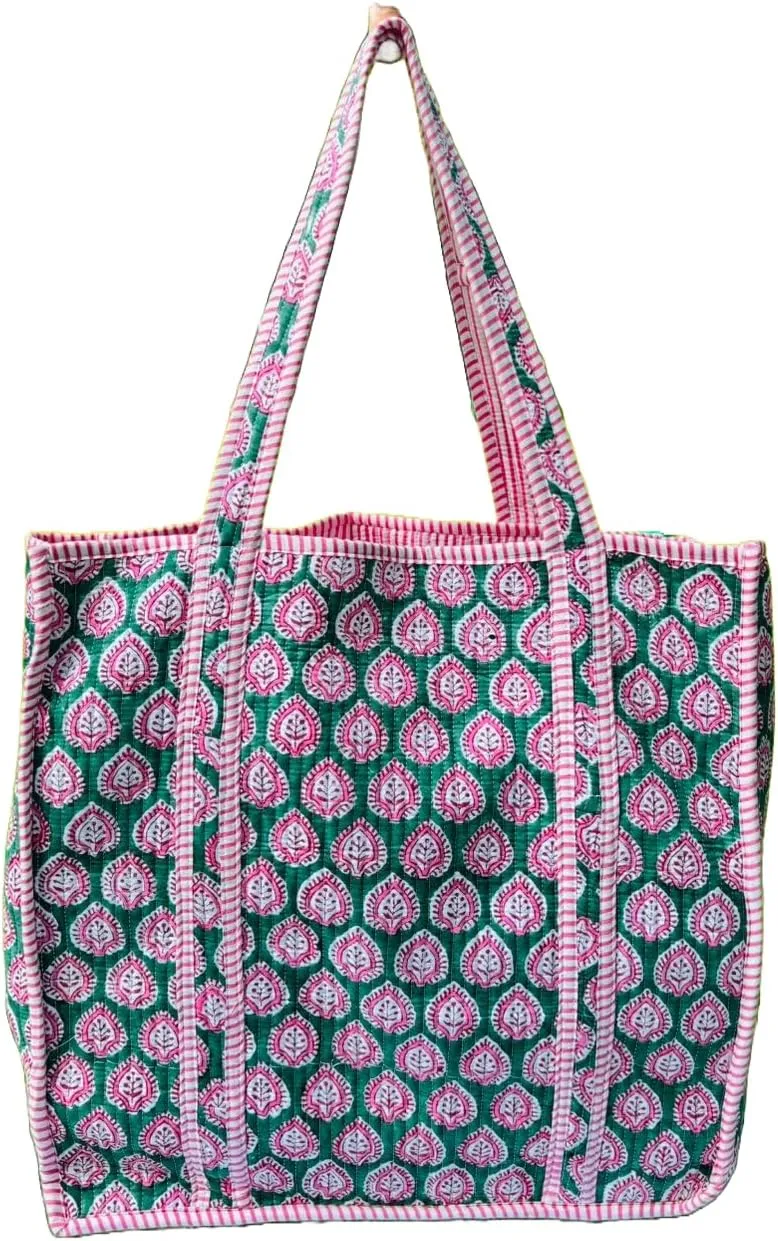 Handmade Large Tote Bag/Indian Quilted Tote Bags/Grocery Bag/Women Shopping Totes bag/Cotton Shoulder Bag