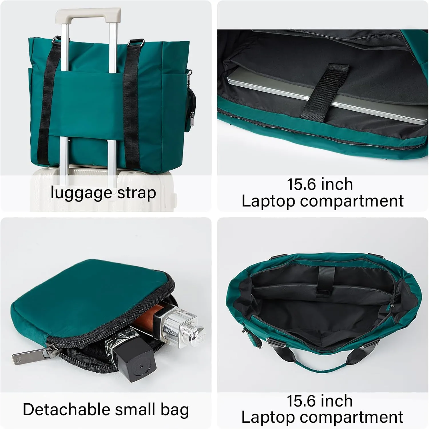 Hanke Laptop Tote - Lightweight Nylon Shoulder Bag for Work, Travel, Sports & Gym (Jungle Green)