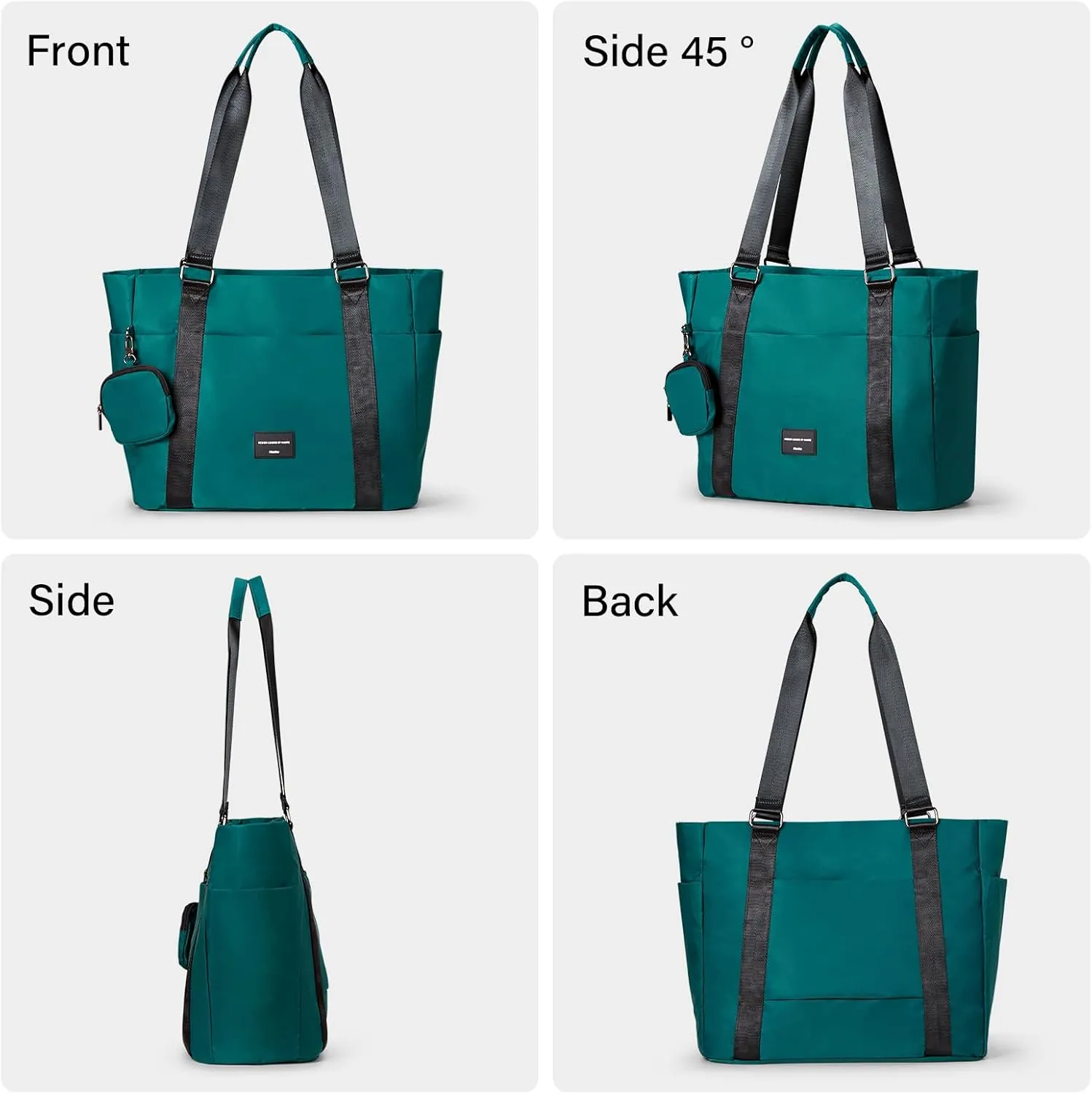 Hanke Laptop Tote - Lightweight Nylon Shoulder Bag for Work, Travel, Sports & Gym (Jungle Green)