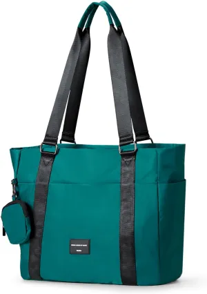 Hanke Laptop Tote - Lightweight Nylon Shoulder Bag for Work, Travel, Sports & Gym (Jungle Green)