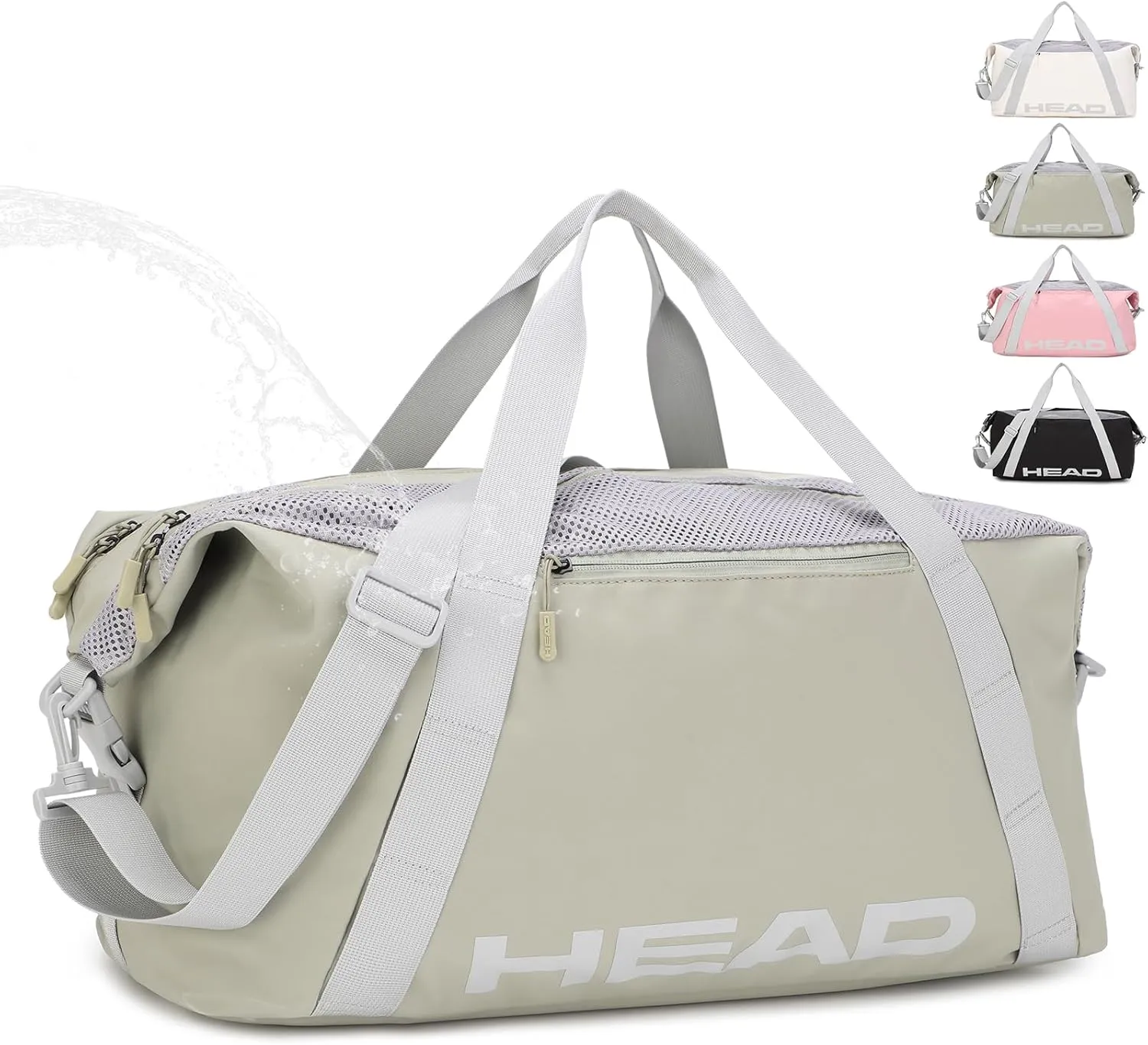 HEAD 45L Waterproof Gym Duffel Bag for Women & Men, Large Capacity Crossbody Sport Travel Bags for Fitness/Yoga, Lightweight Shoulder Tote Bag for Weekender Overnight/Business Workout(Green)