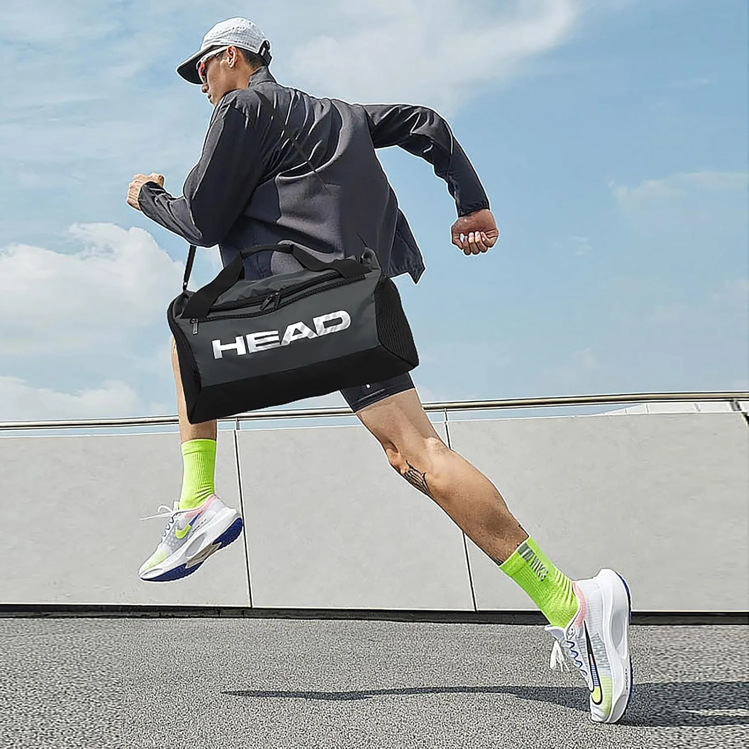 HEAD 45L Waterproof Tennis Duffel Bag for Men, Large Capacity Sports Gym Bags with Shoes Compartment, Lightweight Crossbody Duffle Bag for Business/Workout/Fitness/Weekender/Overnight