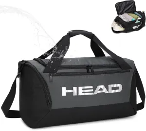 HEAD 45L Waterproof Tennis Duffel Bag for Men, Large Capacity Sports Gym Bags with Shoes Compartment, Lightweight Crossbody Duffle Bag for Business/Workout/Fitness/Weekender/Overnight