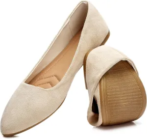 HEAWISH Women’s Black Flats Shoes Comfortable Suede Pointed Toe Slip On Casual Ballet Flats Dress Shoes Nude Flats