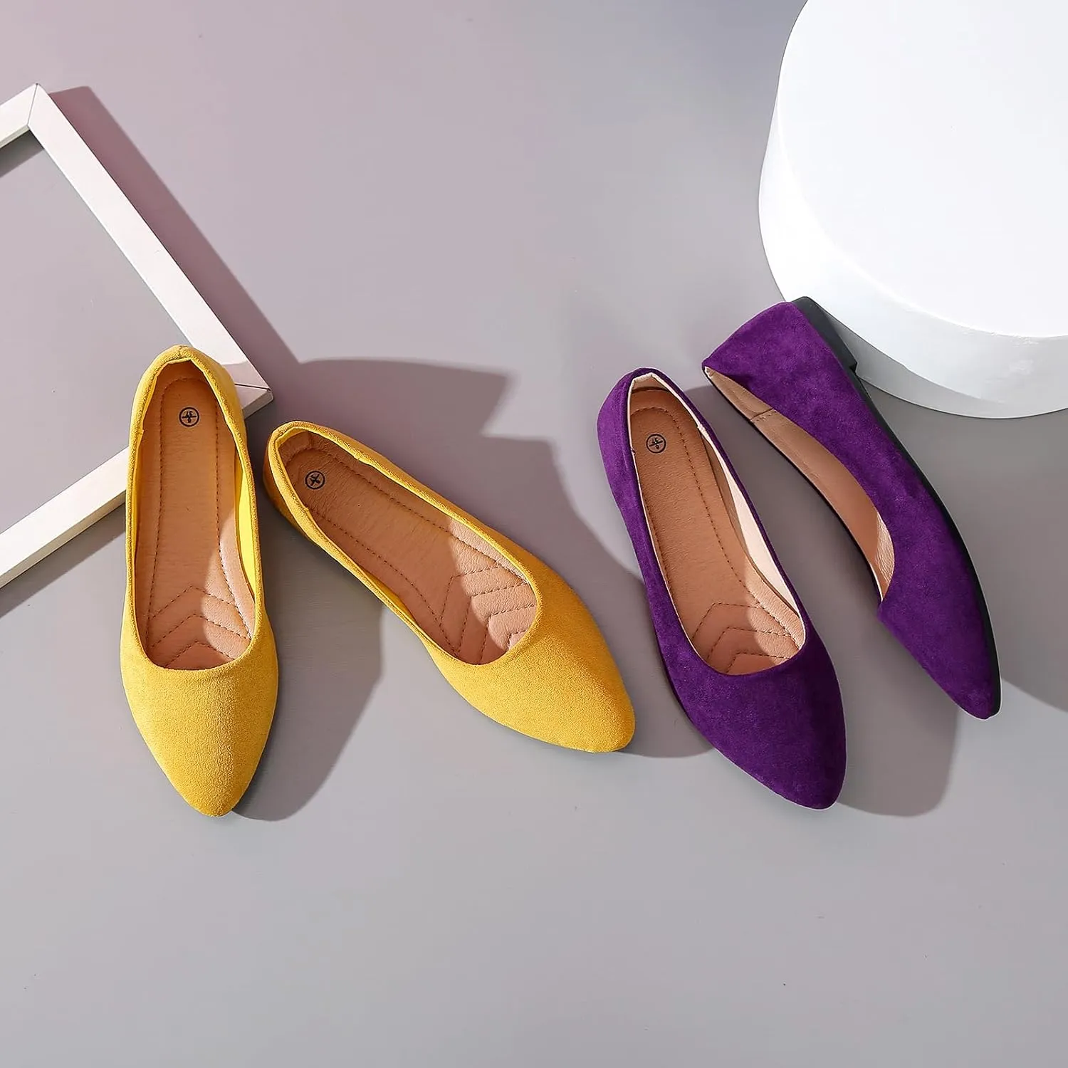 HEAWISH Women’s Black Flats Shoes Comfortable Suede Pointed Toe Slip On Casual Ballet Flats Dress Shoes Nude Flats