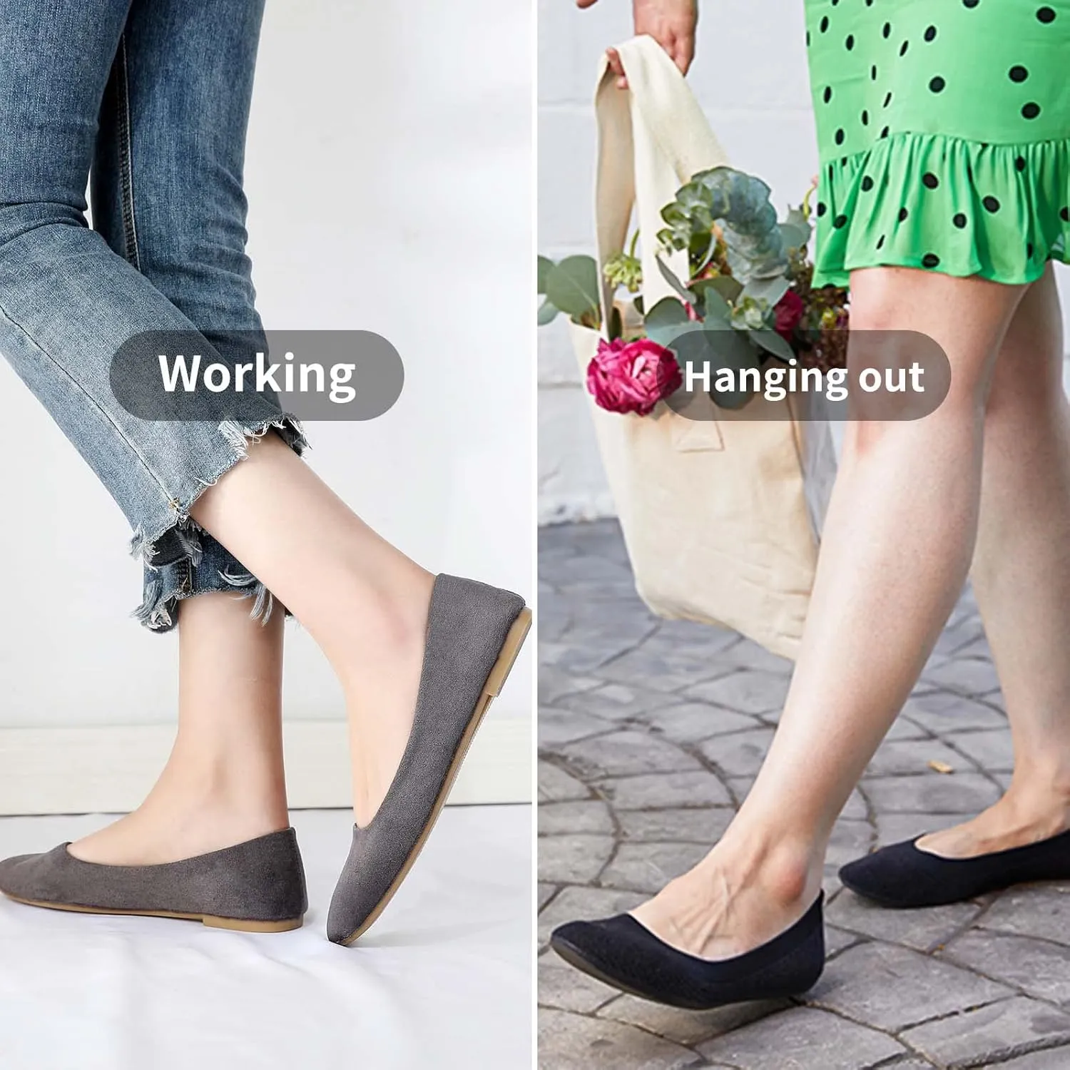 HEAWISH Women’s Black Flats Shoes Comfortable Suede Pointed Toe Slip On Casual Ballet Flats Dress Shoes Nude Flats