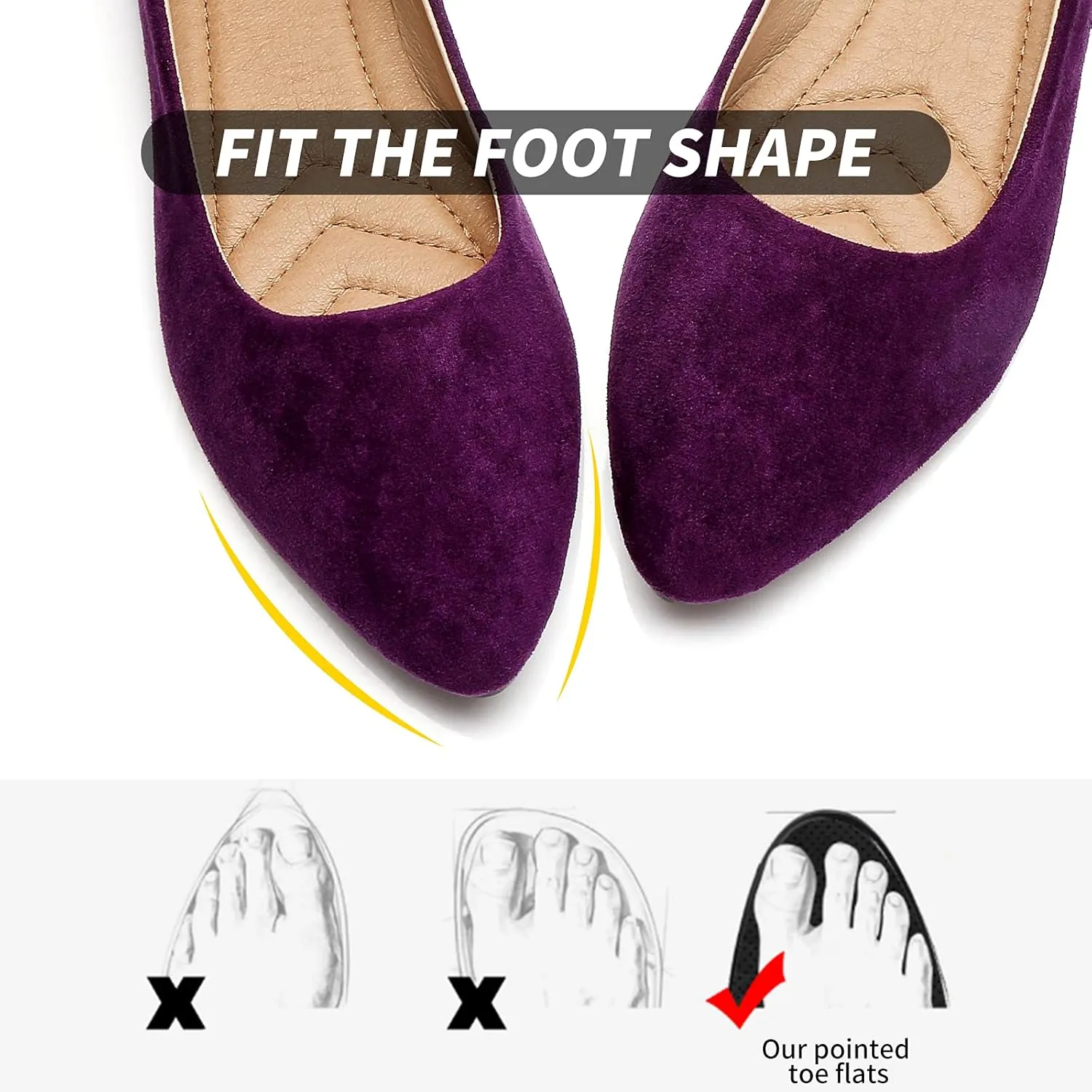 HEAWISH Women’s Black Flats Shoes Comfortable Suede Pointed Toe Slip On Casual Ballet Flats Dress Shoes Nude Flats