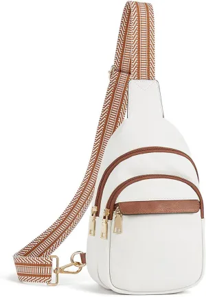 Hebetag Leather Sling Bag Casual Crossbody Daypack for Women Lady Outdoor Travel Camping Hiking Fishing Shoulder Chest Pack