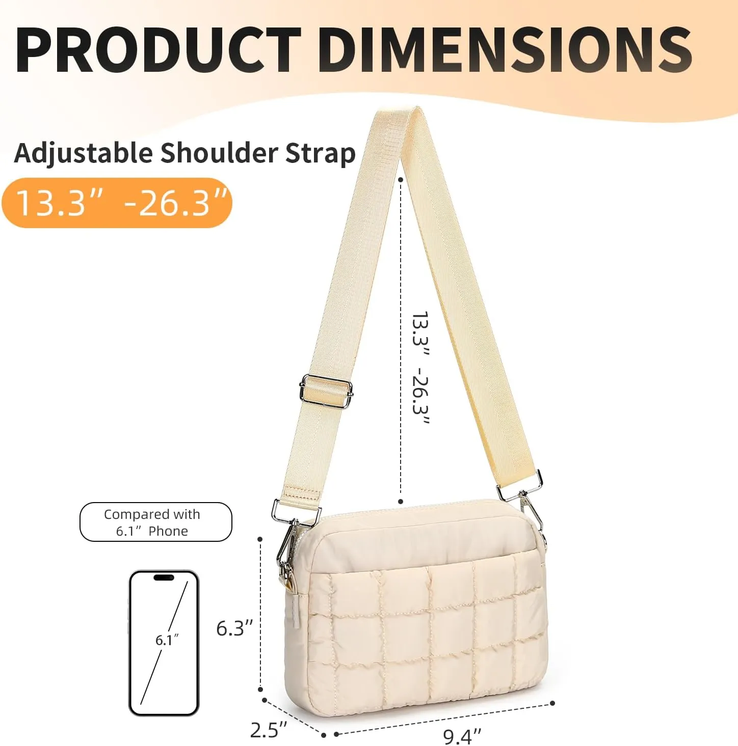 Herald Small Puffer Crossbody Bags for Women, Lightweight Nylon Quilted Shoulder Purse Handbag with Multiple Pockets