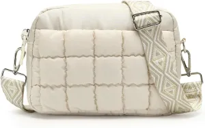 Herald Small Puffer Crossbody Bags for Women, Lightweight Nylon Quilted Shoulder Purse Handbag with Multiple Pockets