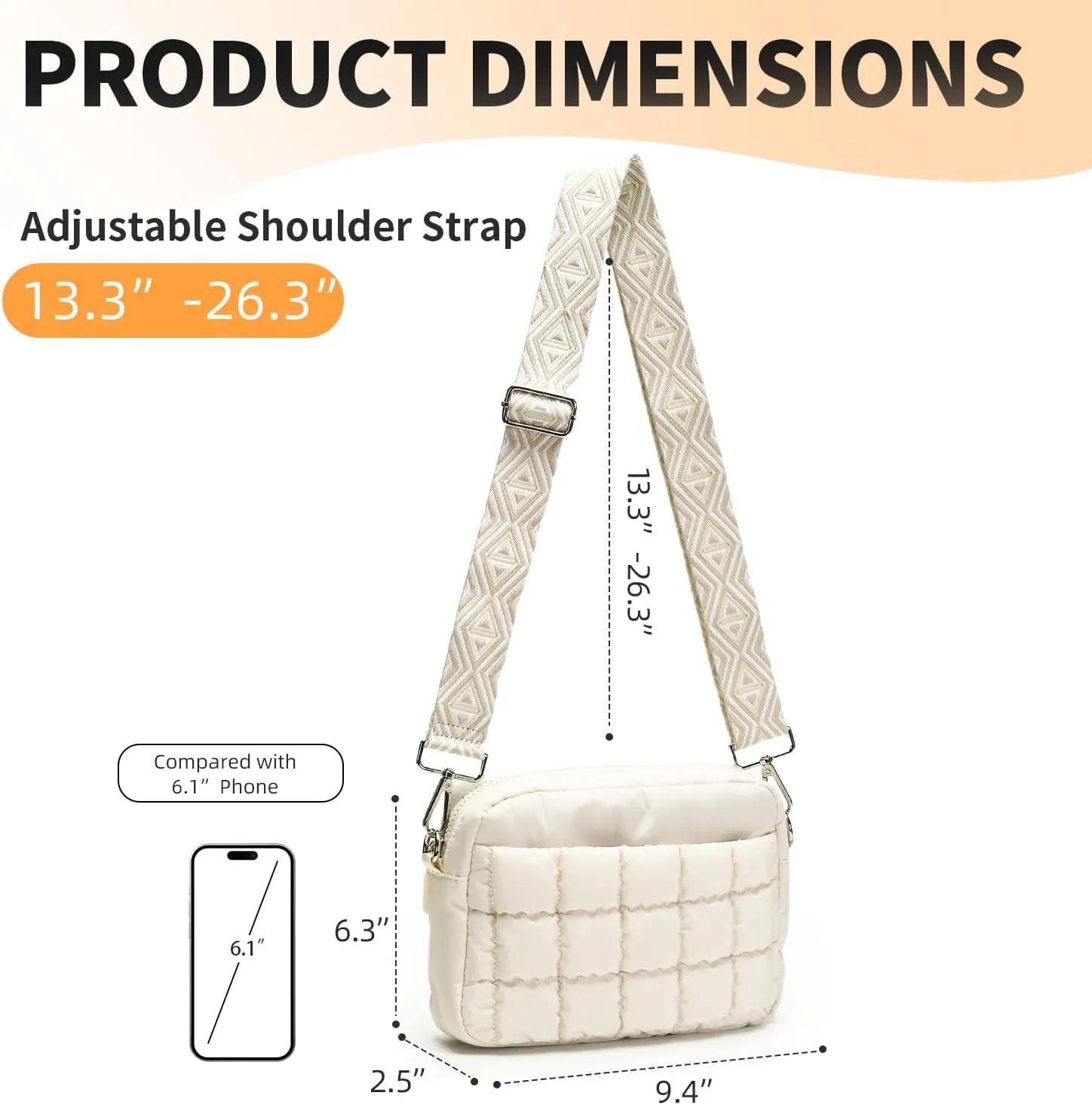 Herald Small Puffer Crossbody Bags for Women, Lightweight Nylon Quilted Shoulder Purse Handbag with Multiple Pockets
