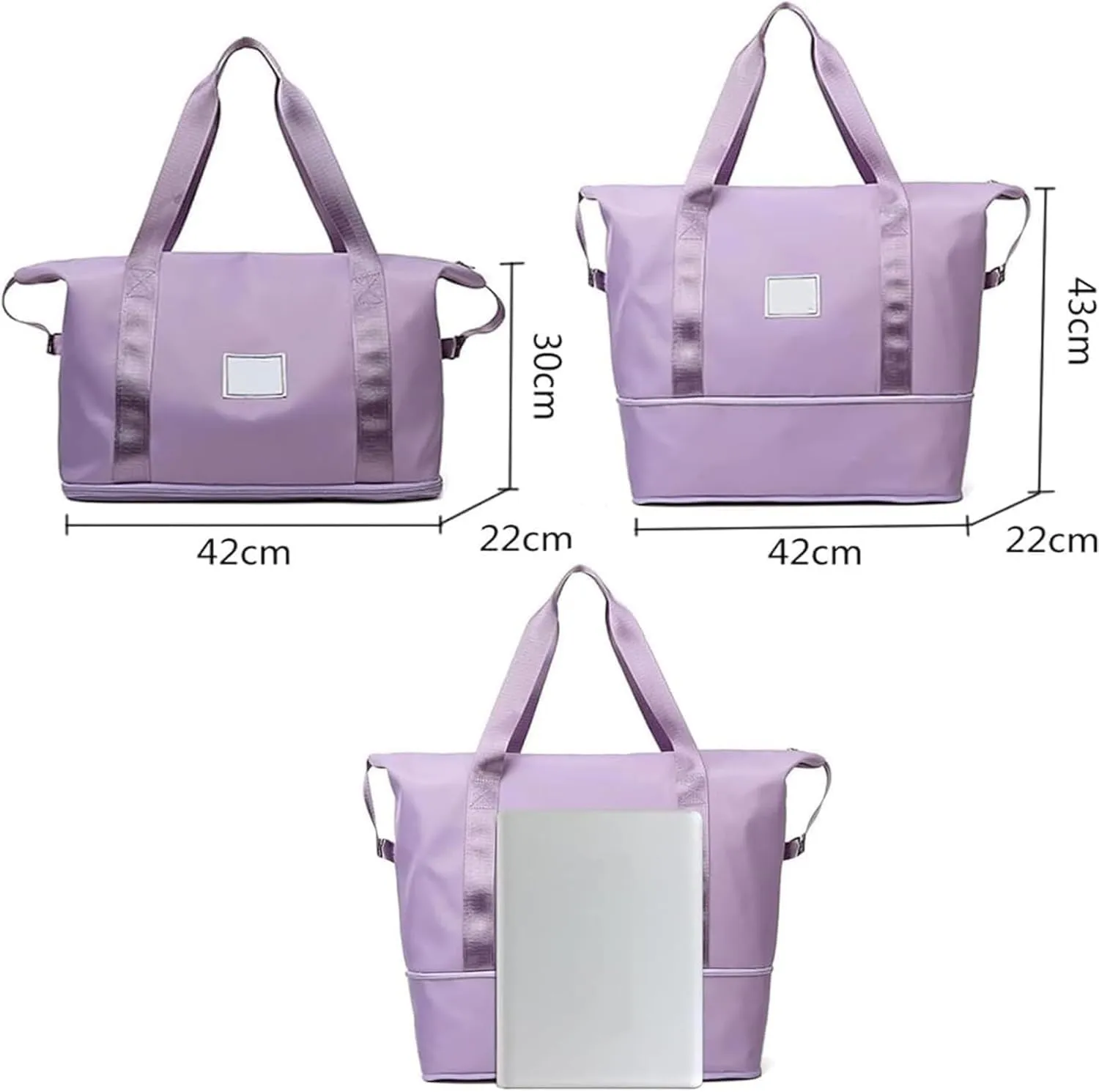High-capacity Double-layer Wet Separation Travelling Bag, Foldable Travel Bag Expandable, Large Capacity Tote bag Women(Black)