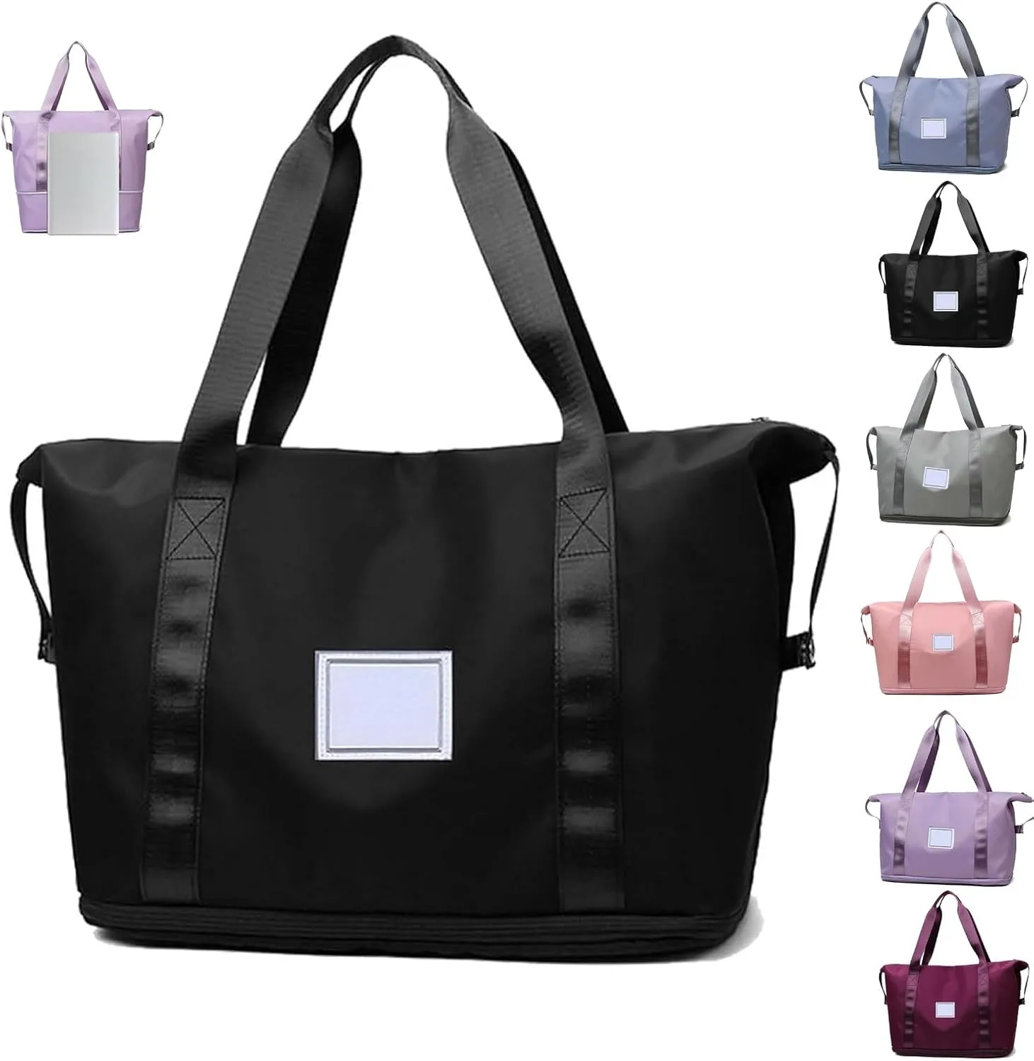 High-capacity Double-layer Wet Separation Travelling Bag, Foldable Travel Bag Expandable, Large Capacity Tote bag Women(Black)