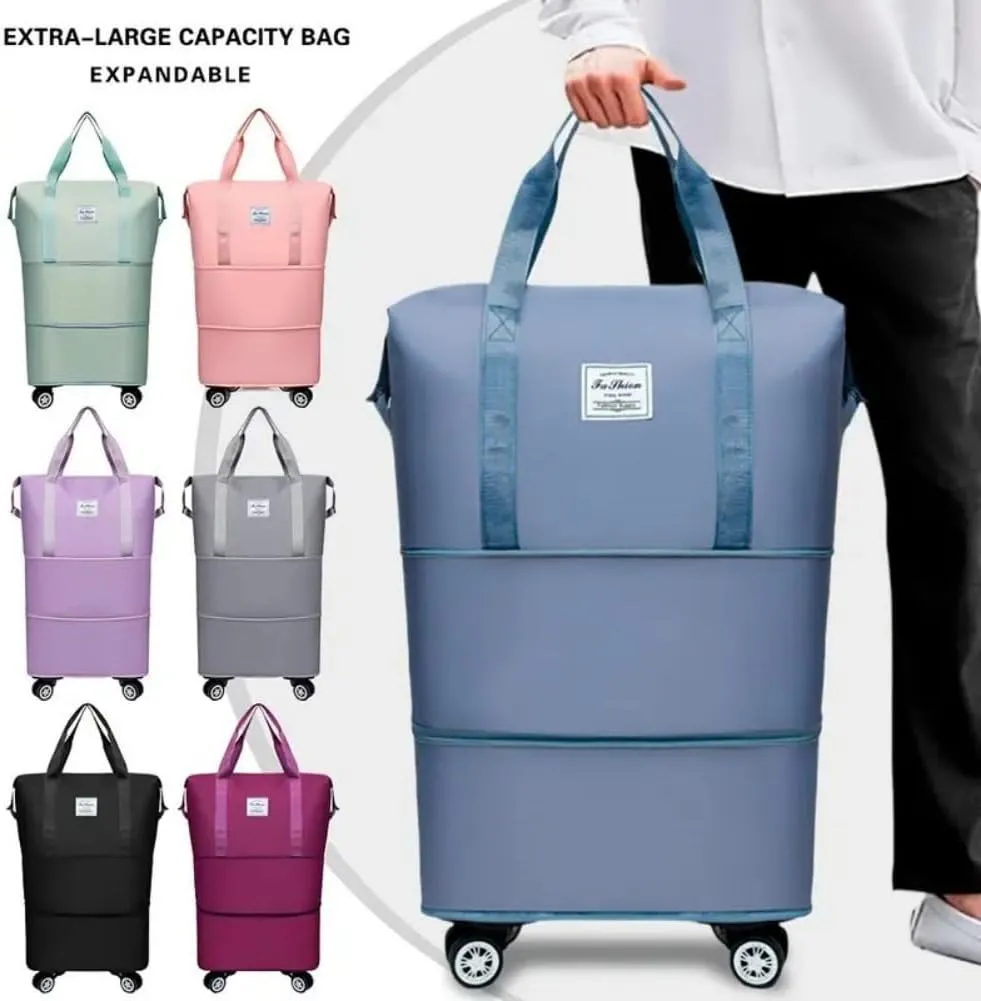High-Capacity Double-Layer Wet Separation Travelling Bag, Waterproof Duffel Bag, Large Capacity Foldable Travel Bag Expandable, Collapsible Carry On Tote Bags For Women (black-B)