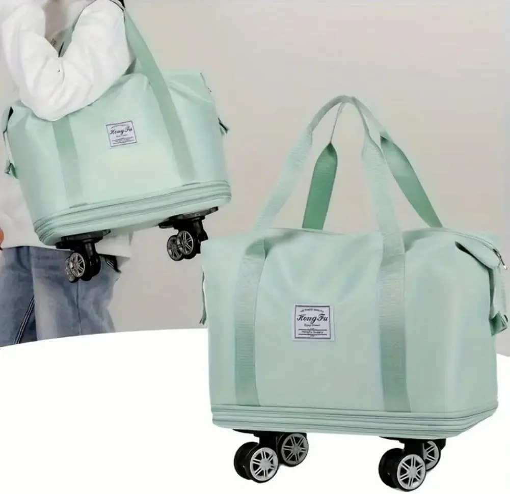 High-Capacity Double-Layer Wet Separation Travelling Bag, Waterproof Duffel Bag, Large Capacity Foldable Travel Bag Expandable, Collapsible Carry On Tote Bags For Women (blue-B)