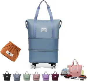 High-Capacity Double-Layer Wet Separation Travelling Bag, Waterproof Duffel Bag, Large Capacity Foldable Travel Bag Expandable, Collapsible Carry On Tote Bags For Women (blue-B)