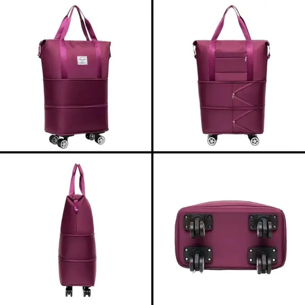 High-Capacity Double-Layer Wet Separation Travelling Bag, Waterproof Duffel Bag, Large Capacity Foldable Travel Bag Expandable, Collapsible Carry On Tote Bags For Women (pink-B)