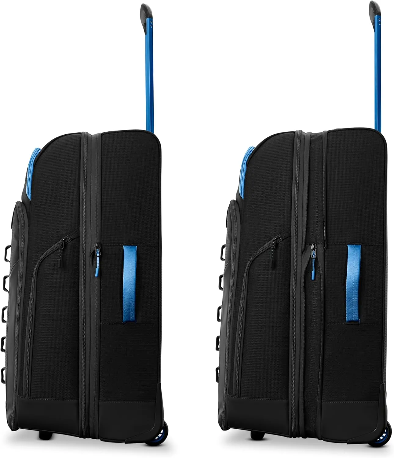 High Sierra Hi-Life 28-Inch Medium Wheeled Duffle - Features Smooth Rolling Wheels, WetPak Pockets, Stack-It Strap, Adjustable Handle, Fleece Pocket, Padded Laptop Sleeve, Expandable - Black/Blue