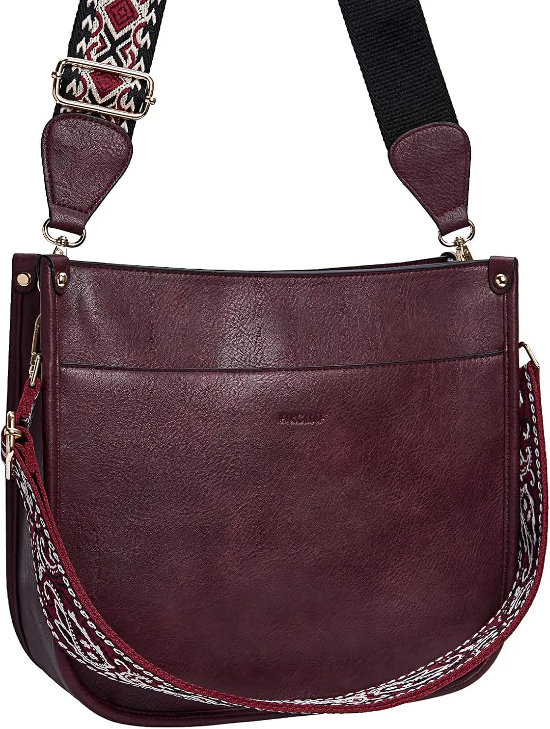 HKCLUF Crossbody Bags for Women Trendy Vegan Leather Hobo Handbags With 2PCS Adjustable Guitar Strap Shoulder Bucket Bags