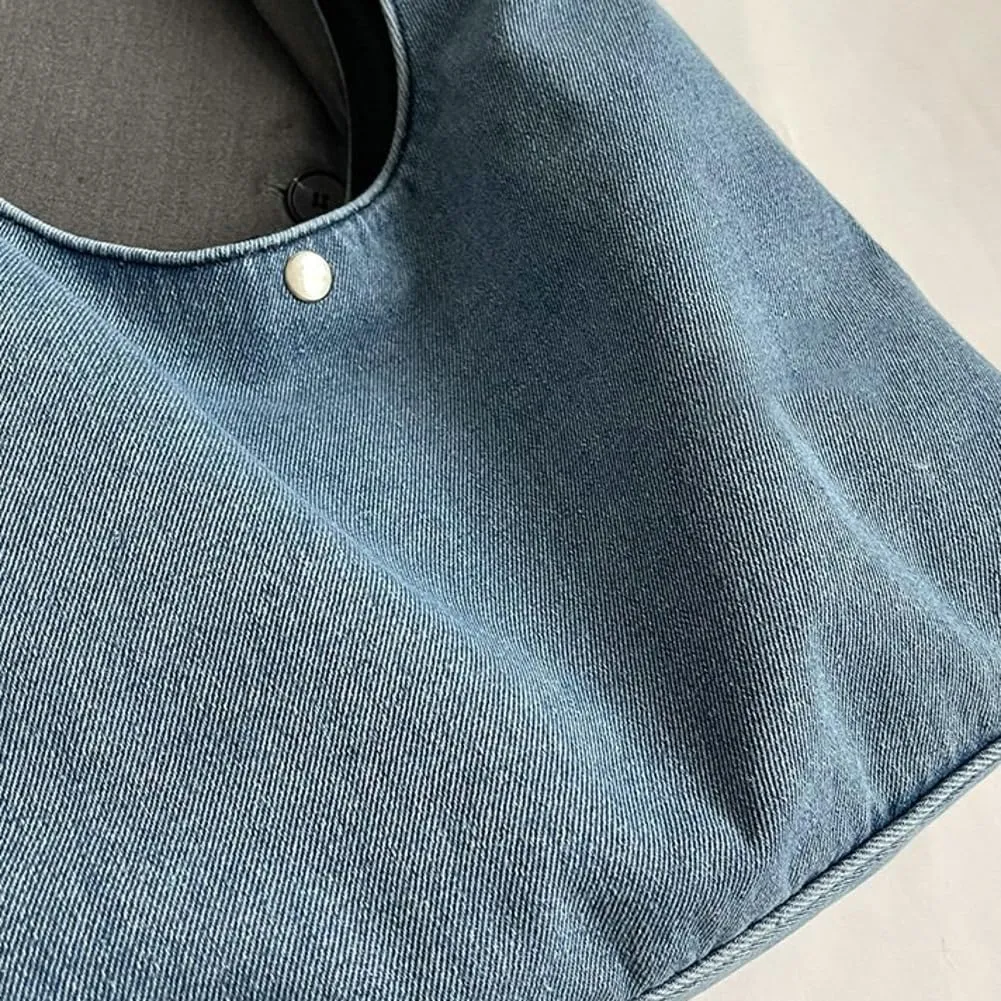 Hobo Bags for Women Soft Denim Material Shoulder bags with Magnetic Snap Simple Lightweight Denim Bags for Daily Life