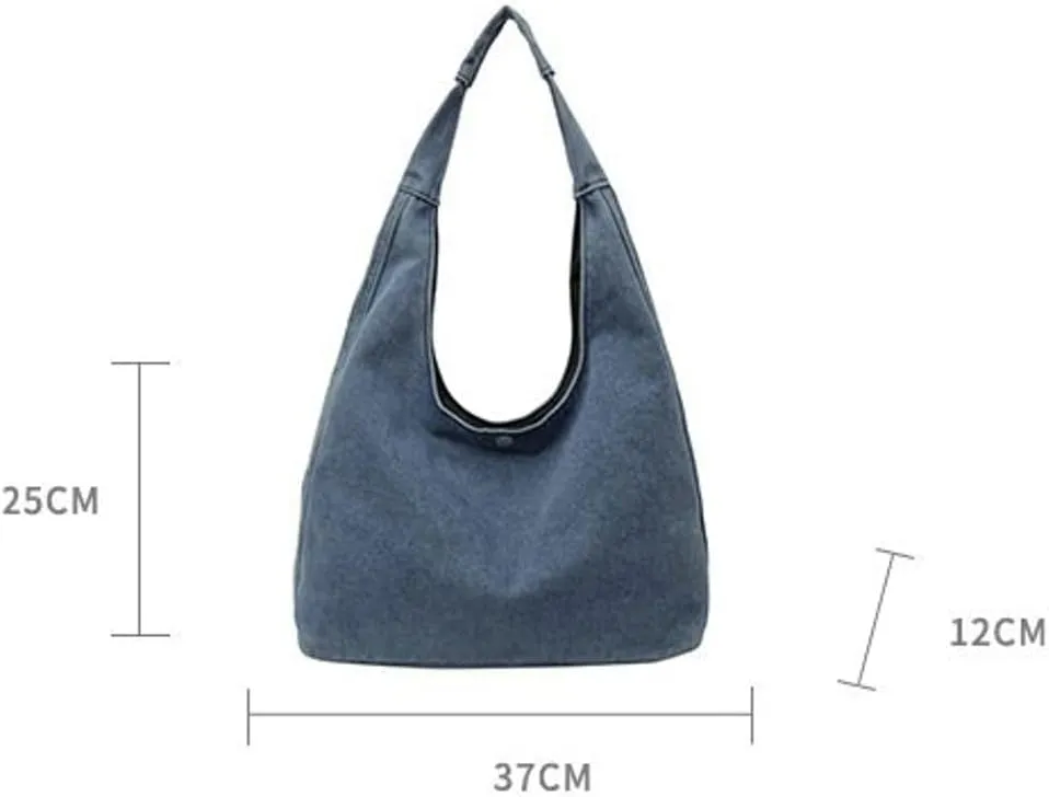 Hobo Bags for Women Soft Denim Material Shoulder bags with Magnetic Snap Simple Lightweight Denim Bags for Daily Life
