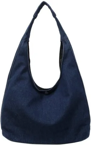 Hobo Bags for Women Soft Denim Material Shoulder bags with Magnetic Snap Simple Lightweight Denim Bags for Daily Life