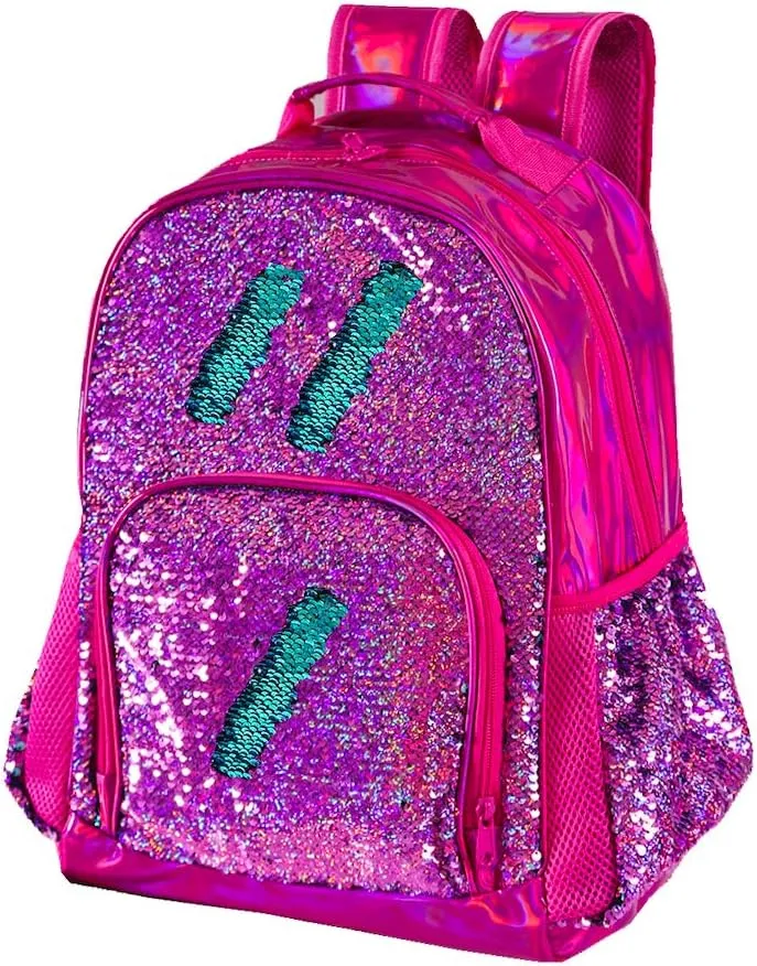Hologram Sequin Backpack Sequin School Backpack for Girls Kids Elementary Bookbag Flip Sequence Holographic Book Bags