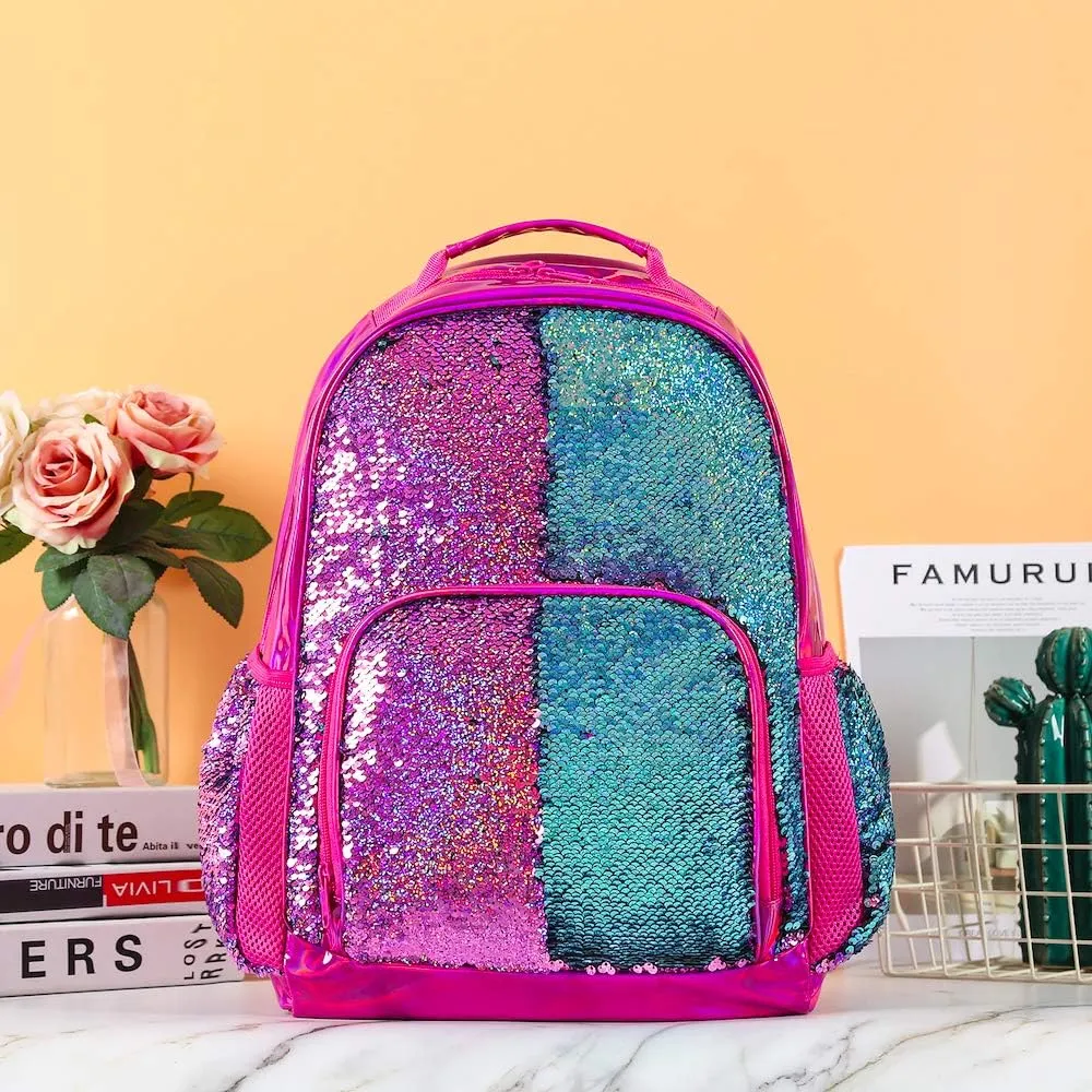 Hologram Sequin Backpack Sequin School Backpack for Girls Kids Elementary Bookbag Flip Sequence Holographic Book Bags