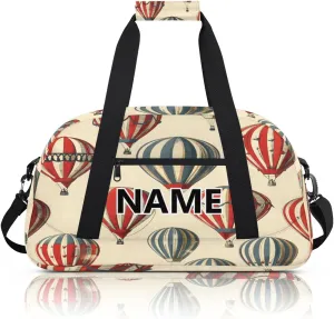 Hot Air Balloon Mini Gym Bag 18 inch for Women Men Waterproof Custom Vintage Travel Duffel Bag Carry On Overnight Tote Nurse Bag for Work Fitness Hiking
