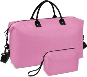 Hot Pink Travel Duffle Bag Duffel Bags Tote Gym Bag Weekender Bag Carry On Duffel Bags with Toiletry Bag Overnight Luggage Bag for Men Women Airplanes Trip Sports Yoga Adults