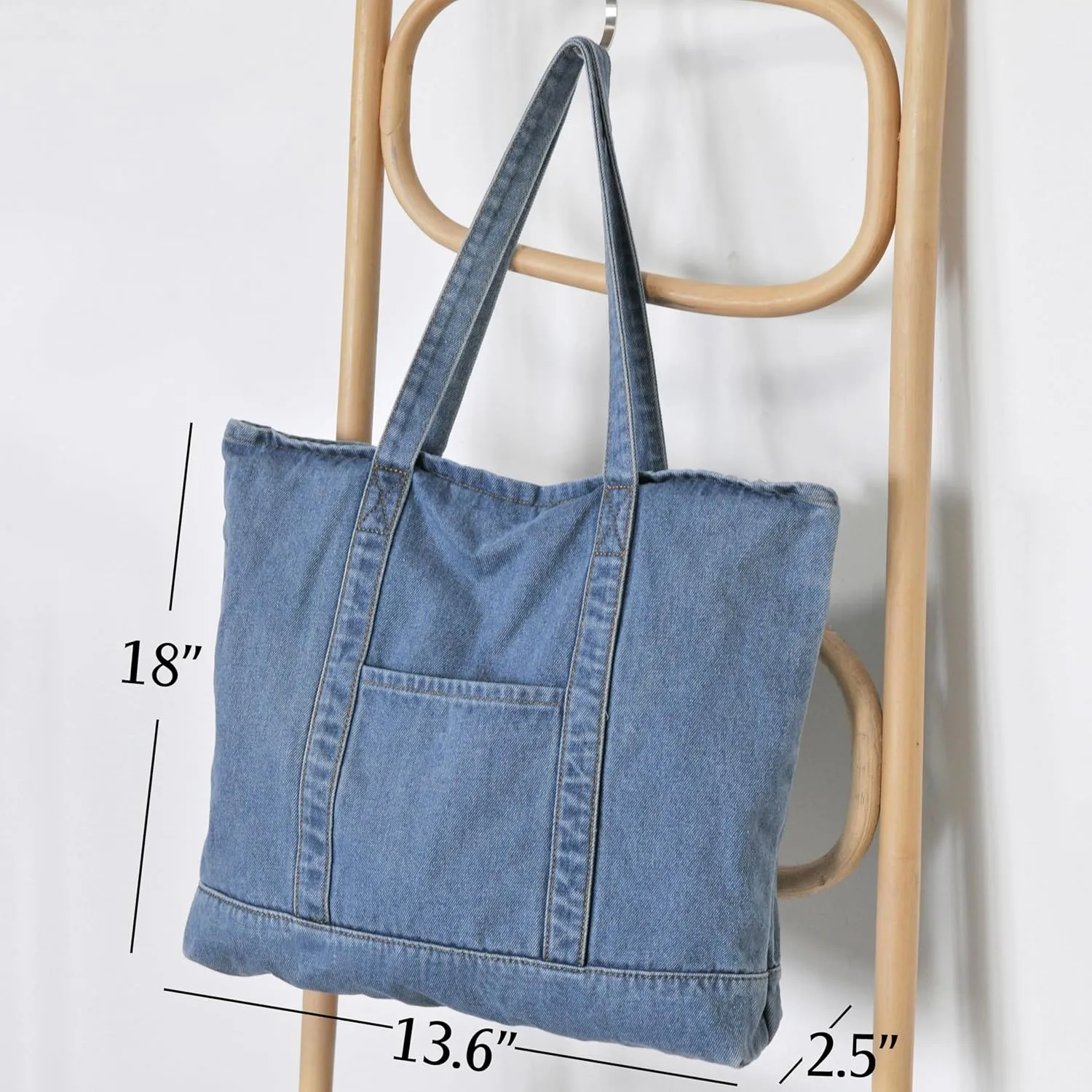HOXIS Light Weight Soft Denim Tote Unisex Shopper Shoulder Handbag