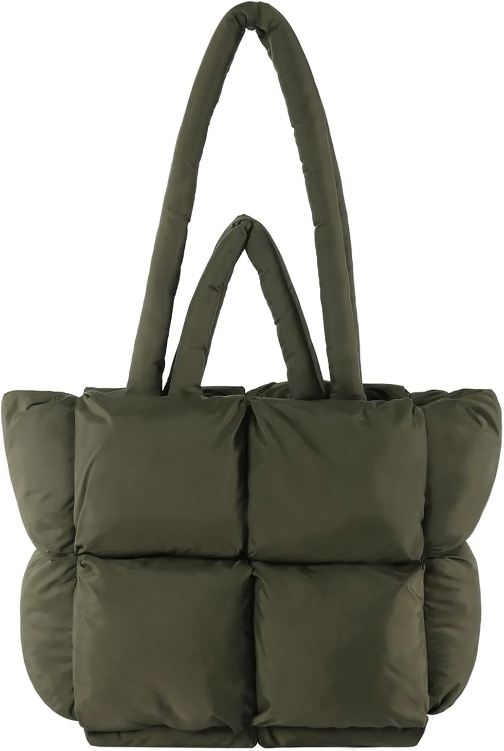 I IHAYNER Puffer Tote Bag for Women Large Quilted Puffy Handbag Lightweight Satchel Purse for Work Travel Padded Shoulder Bag