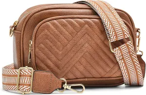 I IHAYNER Small Quilted Crossbody Bags for Women Vegan Leather Purses Designer Shoulder Handbags with Colored Shoulder Strap