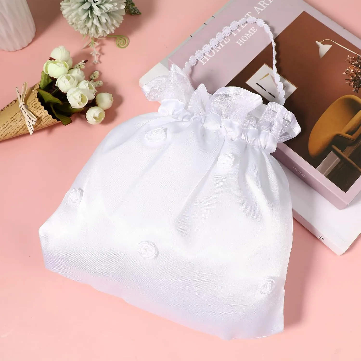 IMIKEYA Wedding Bags Satin Bridal Wedding Money Bag Bridal Purse Dolly Bag
