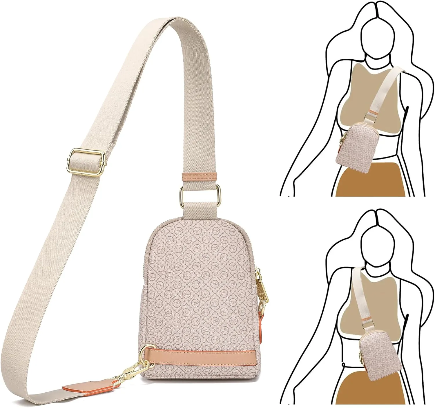INICAT Travel Small Sling Bag Leather Crossbody Bags for Women Fanny Packs Cross Body Bag for Woman Cross Body Purses