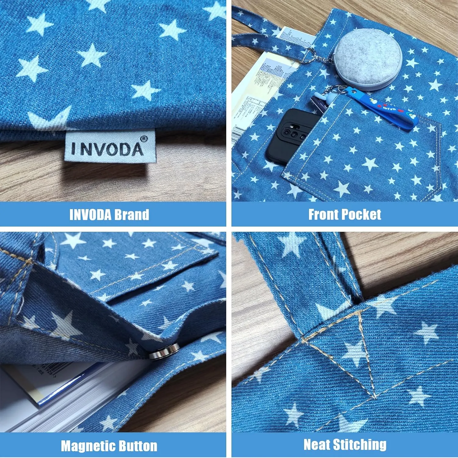 INVODA Hobo Bag for Women Denim Shoulder Bag Casual Tote Lightweight Large Capacity Handbag for Travel Shopping