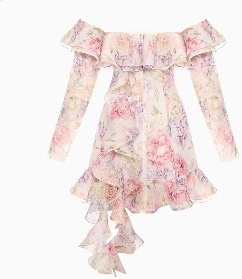 Irregular Ribbon Tube Top Dress, Women's Strapless Floral Mini Dress, 2025 Summer Sweet Cute Casual Dresses