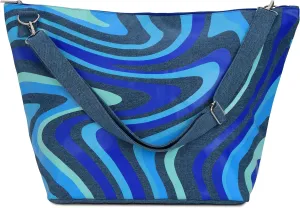iscream 23.5" x 16" Weekender Travel Tote Bag with Vibrant Nylon Exterior and Adjustable Strap - Blue Denim Swirl